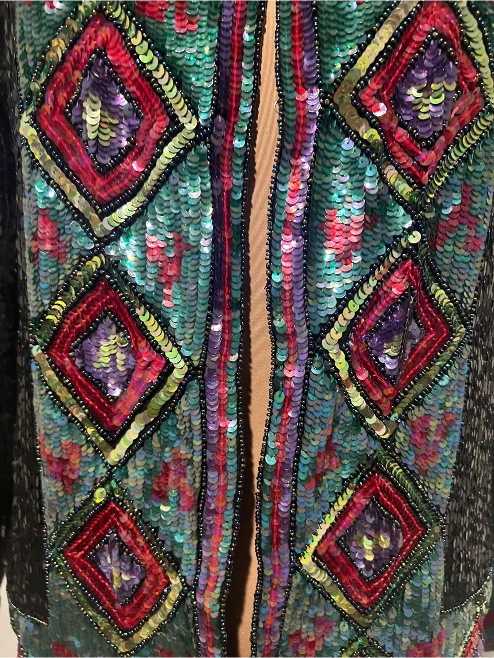 Vintage Sequins Beaded Silk Blazer Suit Jacket